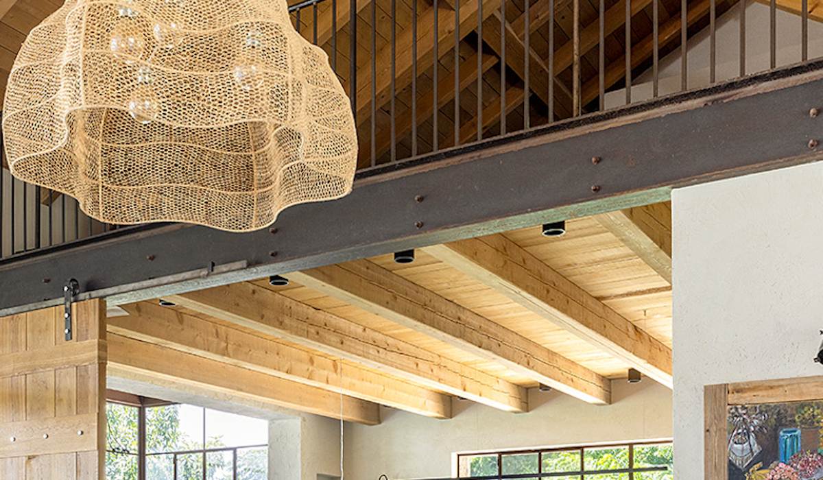 Ringwood timber frame roof DP project kitchen roof view closeup