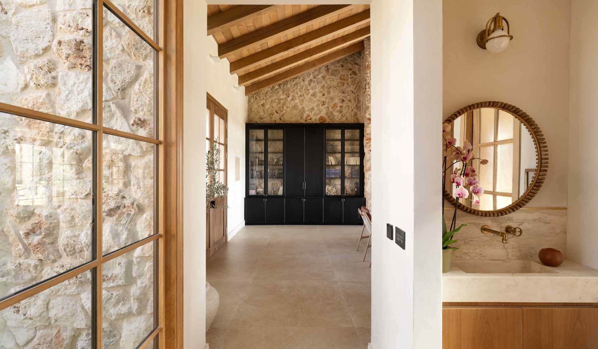 Ringwood timber frame roof SH house entrance interior side view