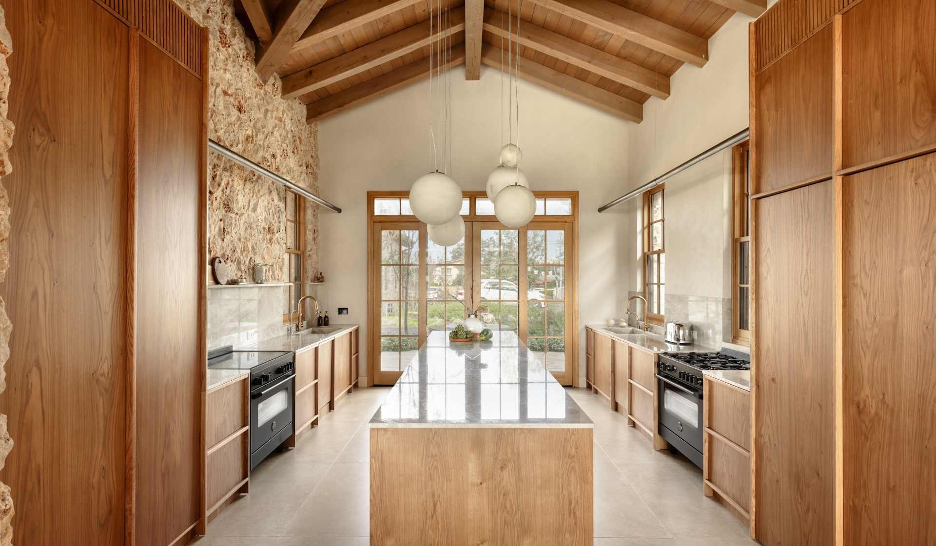 Ringwood timber frame roof SH house kitchen interior