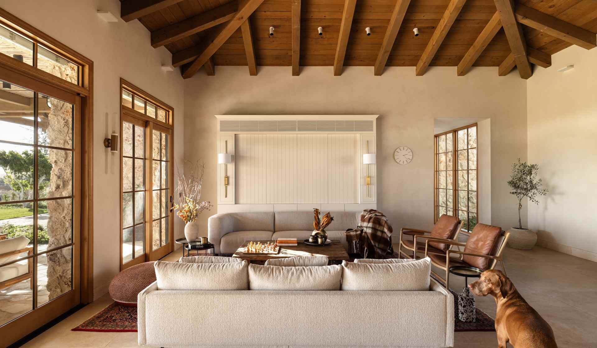 Ringwood timber frame roof SH house living room interior